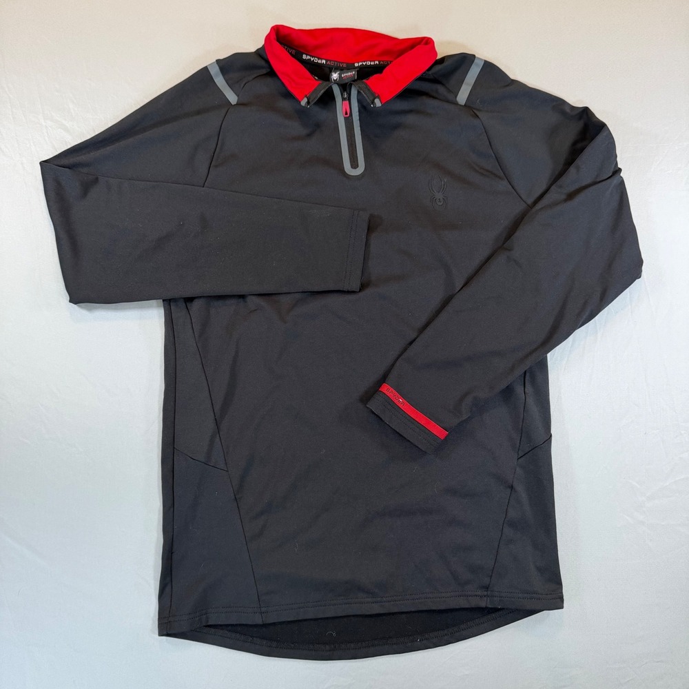Spyder Active Womens Quarter Zip Pullover Black Red Athletic‎ Top Large SPM816MS